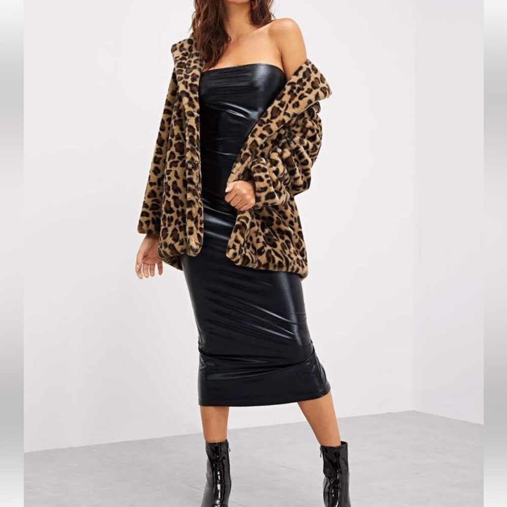 Leopard Print Faux Fur Jacket Coat Animal S-L - Picture 6 of 6
